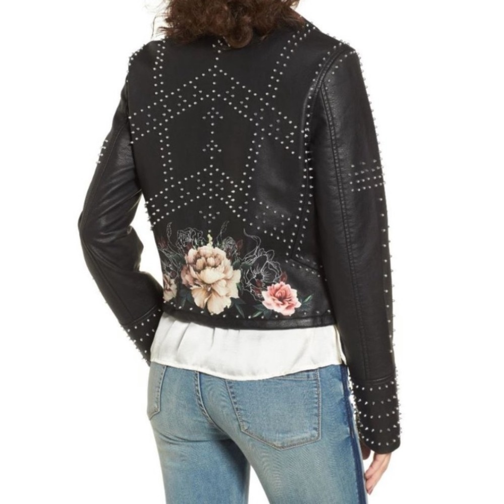 NWT BLANK NYC Stud Floral Moto-Jacket Heartbreaker - Picture 7 of 12